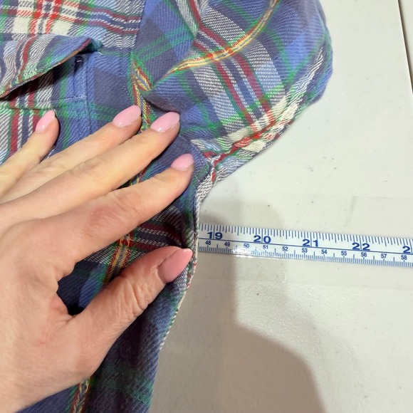 Polo Ralph Lauren Flannel Shirt Women S Blue Plaid Relaxed Fit Cabincore Grunge - Picture 10 of 12